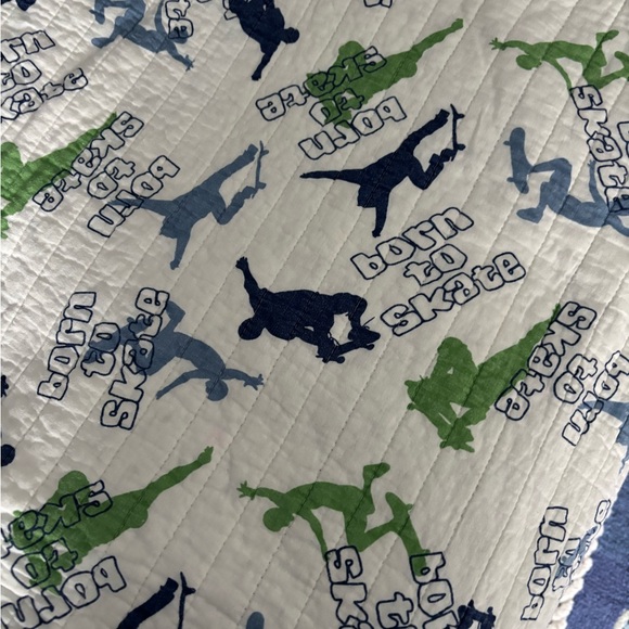 Pottery Barn Kids Blue and Green Striped Quilt - Picture 4 of 4